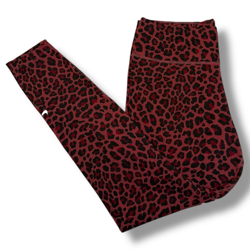 Nike Red and Black Leopard Print Leggings